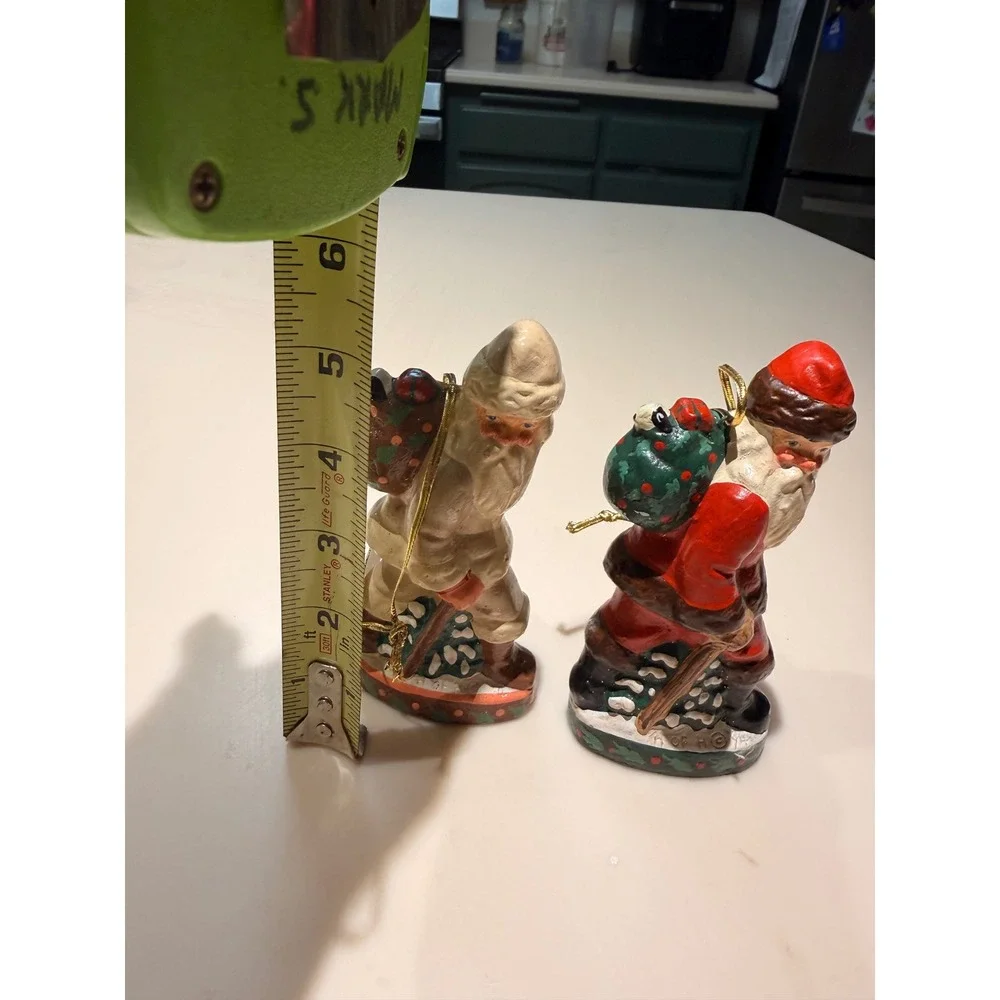 Vintage House of Hatten Santa Ornament Set Father Christmas 1994 Folk Art w/ Tag
